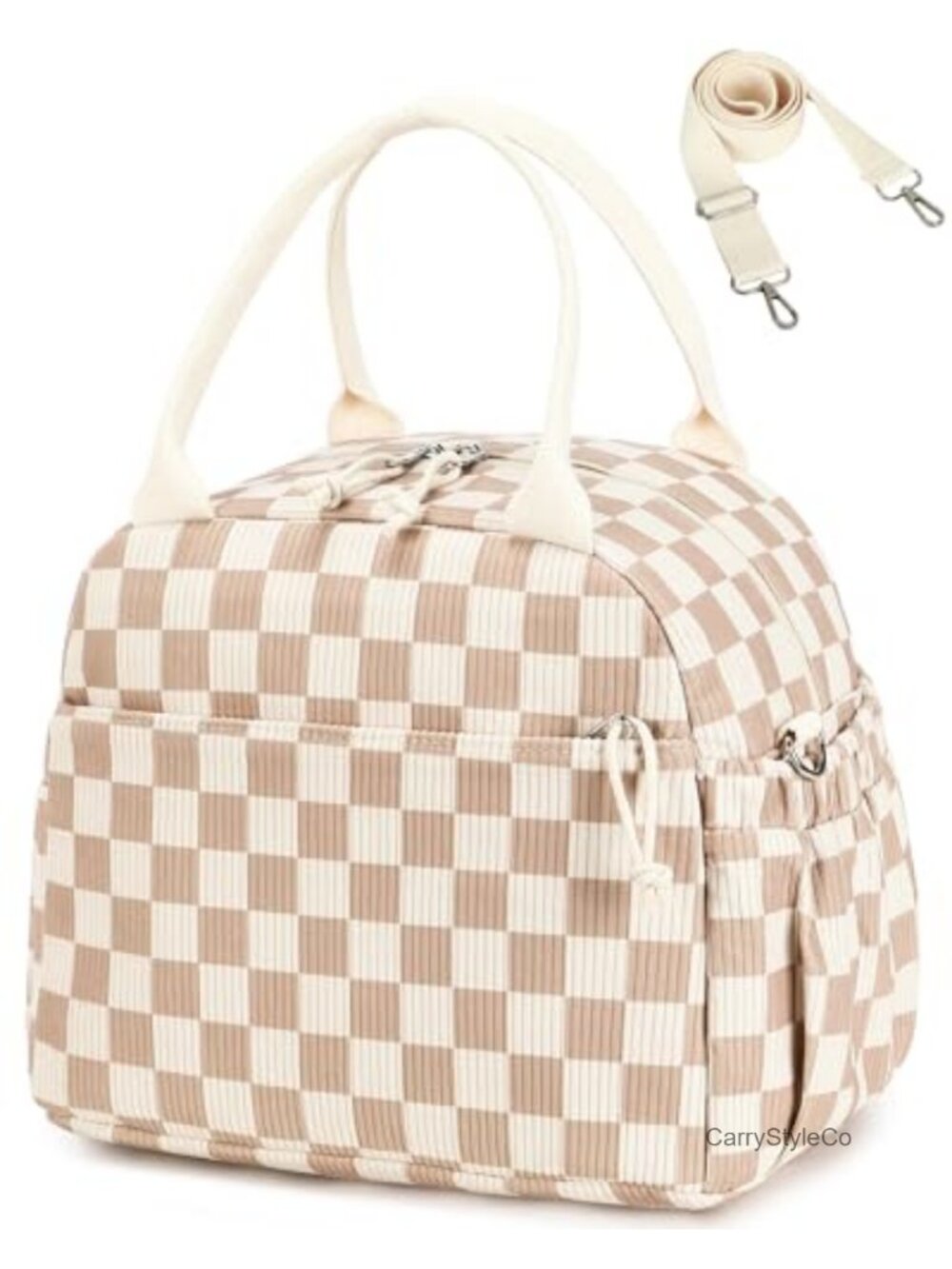 Corduroy Lunch Bag Insulated Cooler Tote with Shoulder Strap Large 13L
